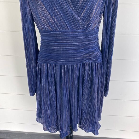 Lilly Pulitzer Jessamie Dress Low Tide Navy Foil Printed Crinkle Woven Size 10 - Picture 3 of 12